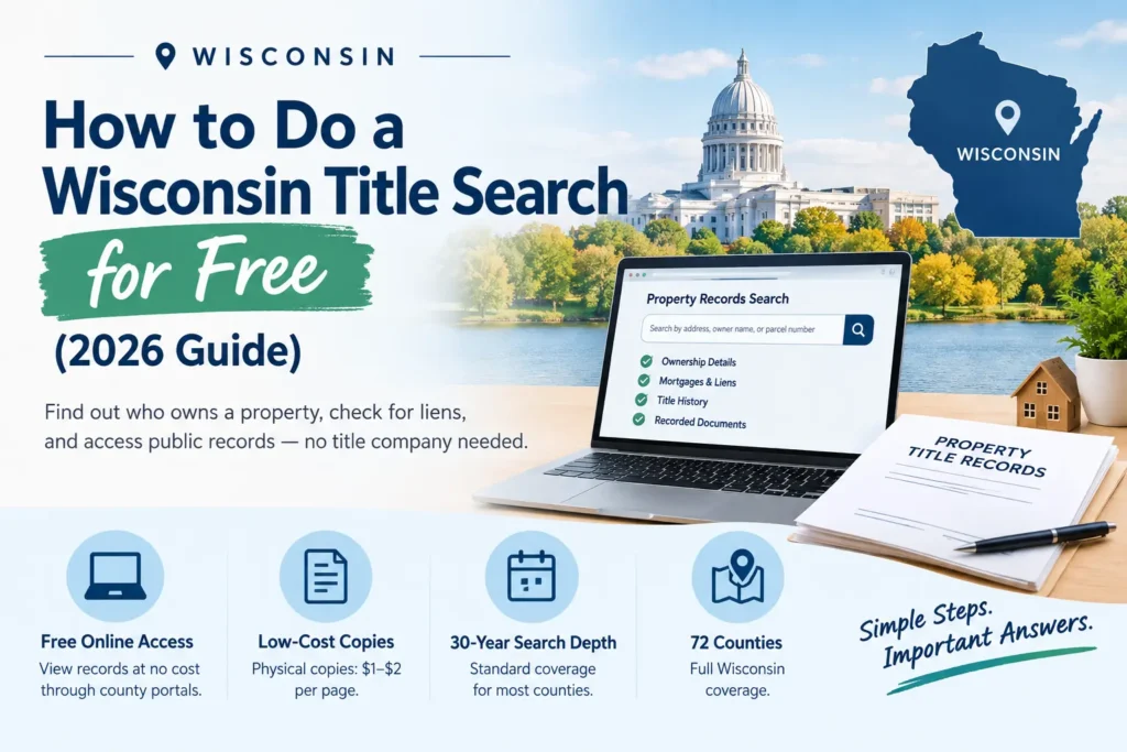 Wisconsin title search free guide 2026 — property records search overview